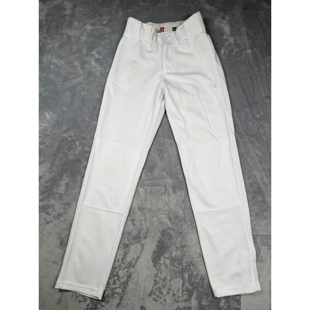 Marucci Baseball Pants Youth Large White Logo Performance Double-Knee Skinny Leg